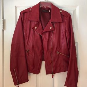 Red Faux Leather Moto Jacket